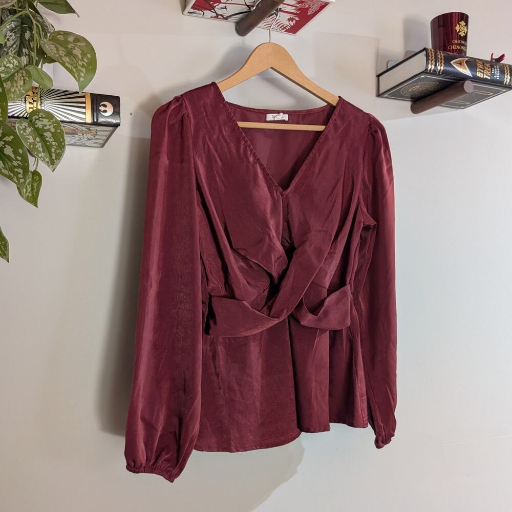 Maurices | Satin-Look Crisscross Blouse | S